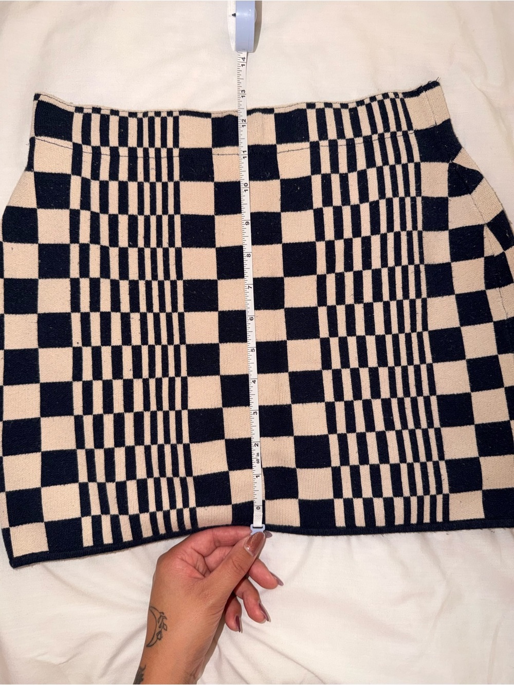 Urban Outfitters Checkerboard Knit Mini Skirt - Black & Cream - Picture 5 of 5